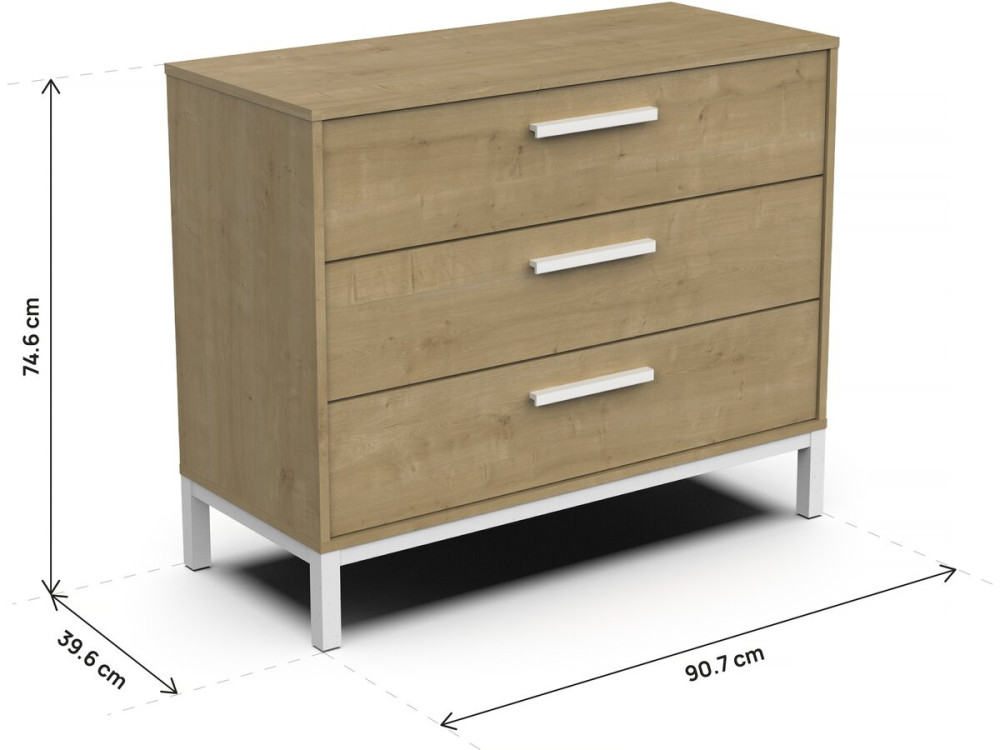 Kommode "CRAFT" - Holz - 3 Schubladen - Braun/Weiß