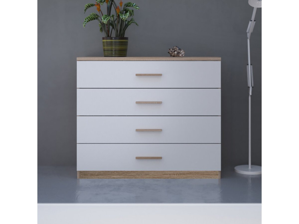 Kommode "Selena" - Holz - 4 Schubladen - Weiß
