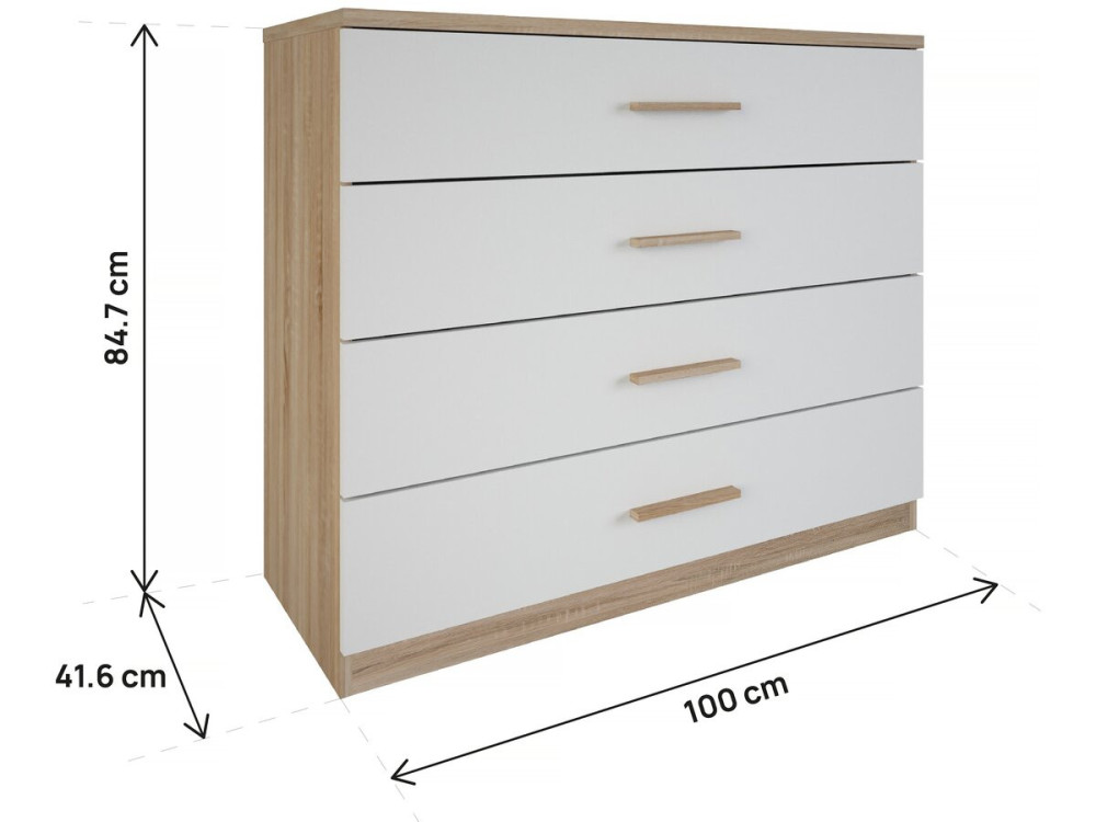 Kommode "Selena" - Holz - 4 Schubladen - Weiß