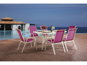 Gartensitzgruppe aus Textilene "Cordoba" - Phoenix - 6 Personen - Fuchsia 2