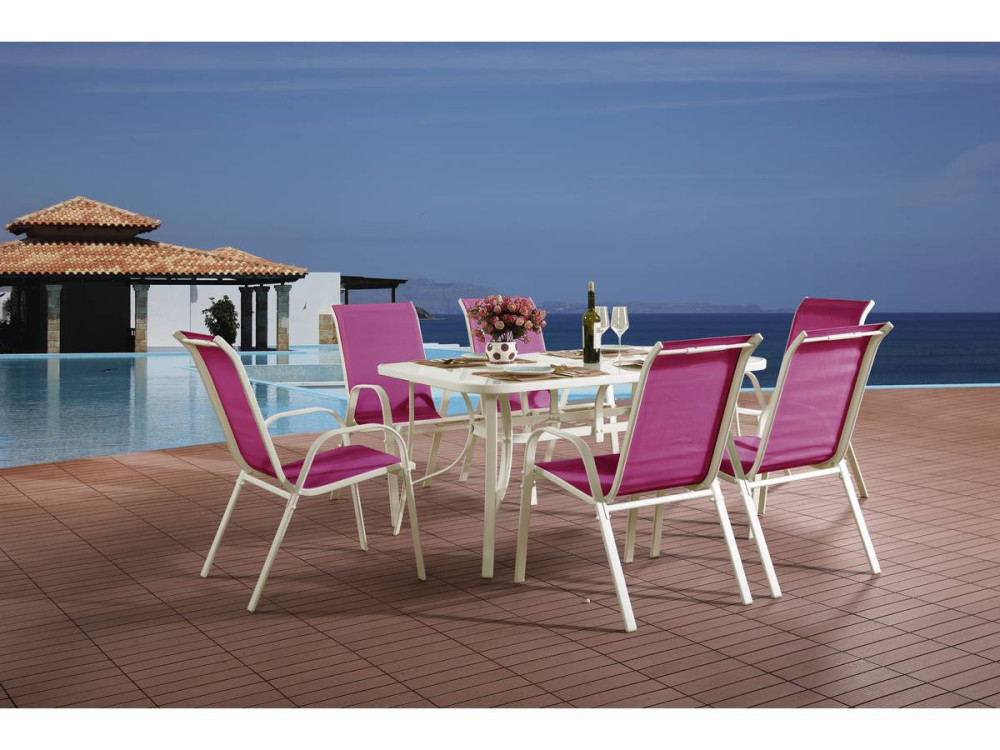 Gartensitzgruppe aus Textilene "Cordoba" - Phoenix - 6 Personen - Fuchsia