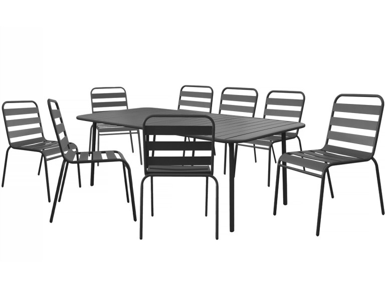 Gartenmöbel-Set "Bilbao" aus Metall - 8 Sitzplätze - Grau