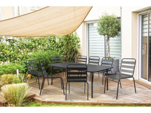 Gartenmöbel-Set "Bilbao" aus Metall - 8 Sitzplätze - Grau 2