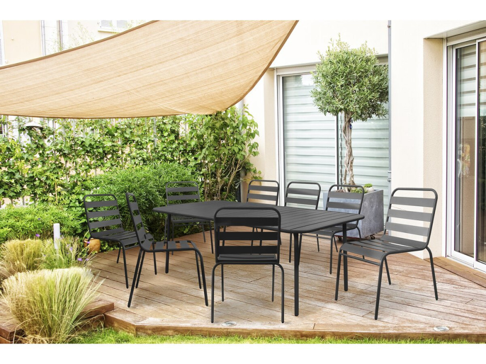 Gartenmöbel-Set "Bilbao" aus Metall - 8 Sitzplätze - Grau
