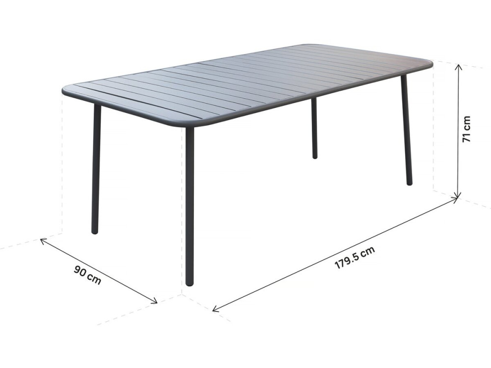 Gartenmöbel-Set "Bilbao" aus Metall - 8 Sitzplätze - Grau