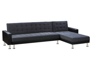 Konvertibles Ecksofa "Theo" - Schwarz und Grau - 5 Plätze