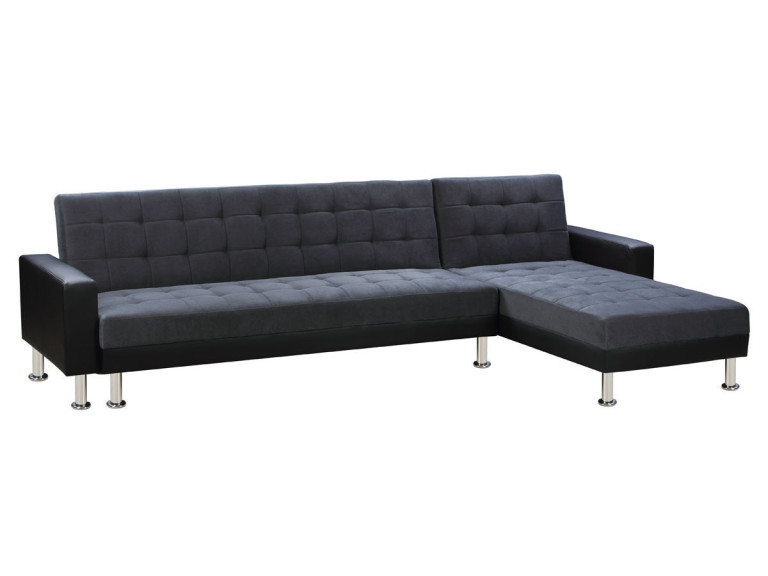 Konvertibles Ecksofa "Theo" - Schwarz und Grau - 5 Plätze