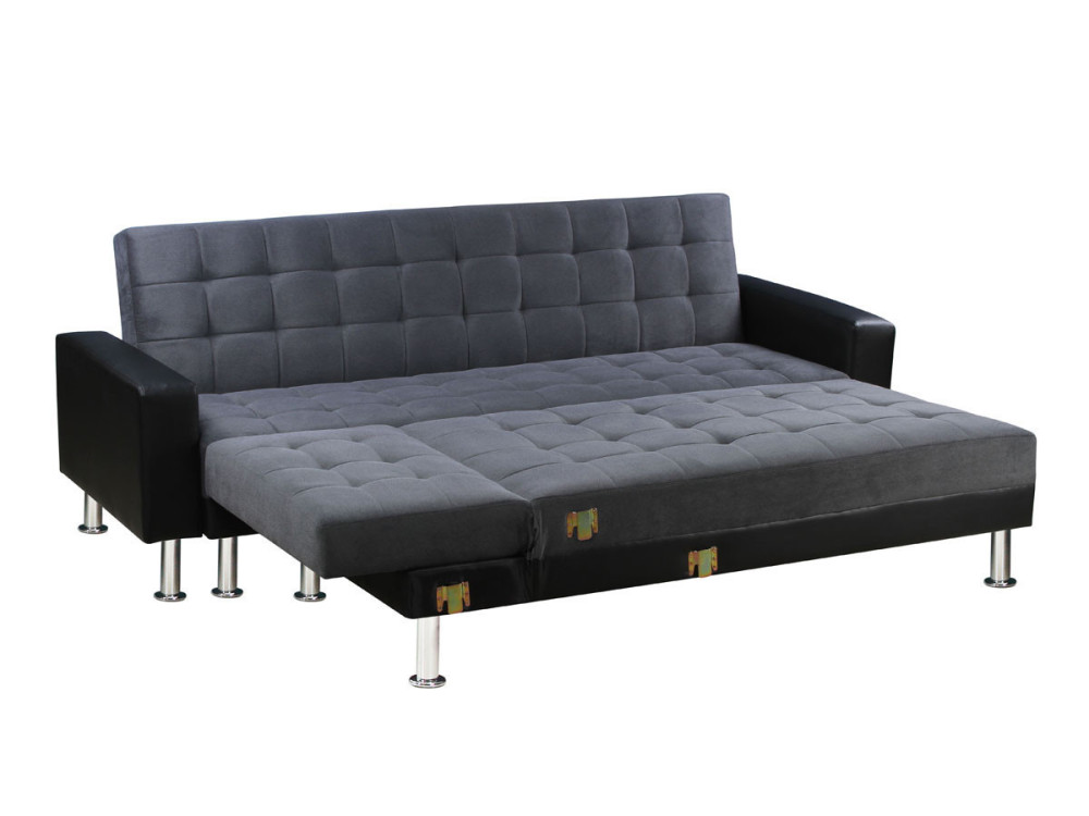 Konvertibles Ecksofa "Theo" - Schwarz und Grau - 5 Plätze