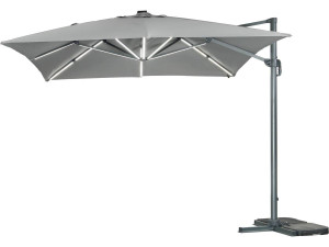 Ampelschirm aus Alu mit LED "Sun 3 Luxe", 3 x 3 m - Grau