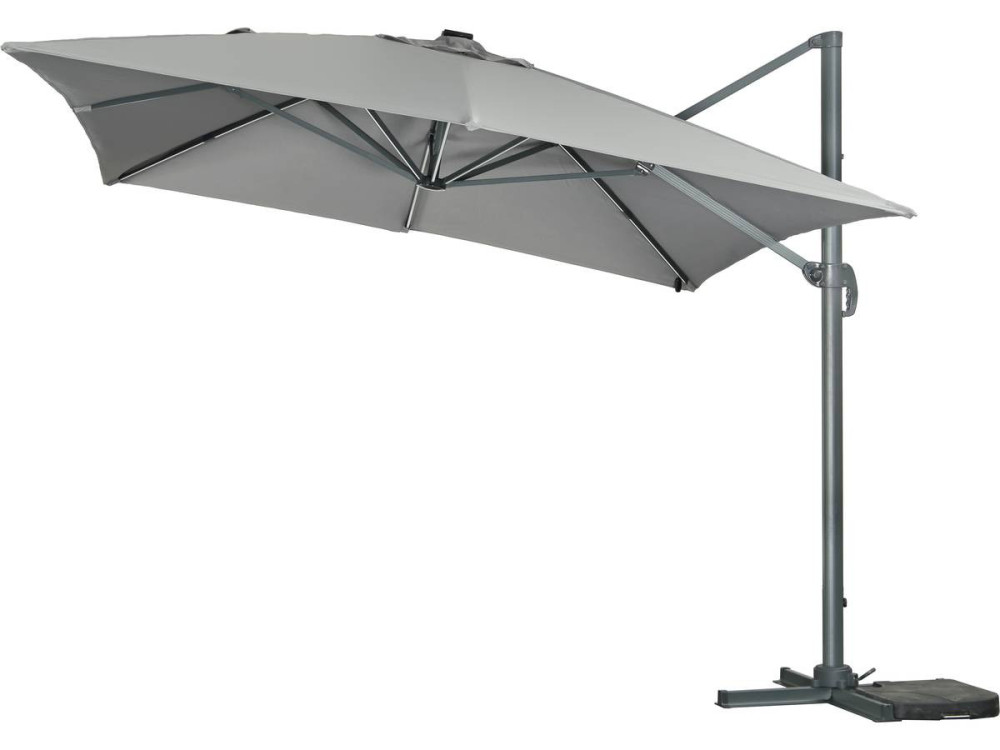 Ampelschirm aus Alu mit LED "Sun 3 Luxe", 3 x 3 m - Grau