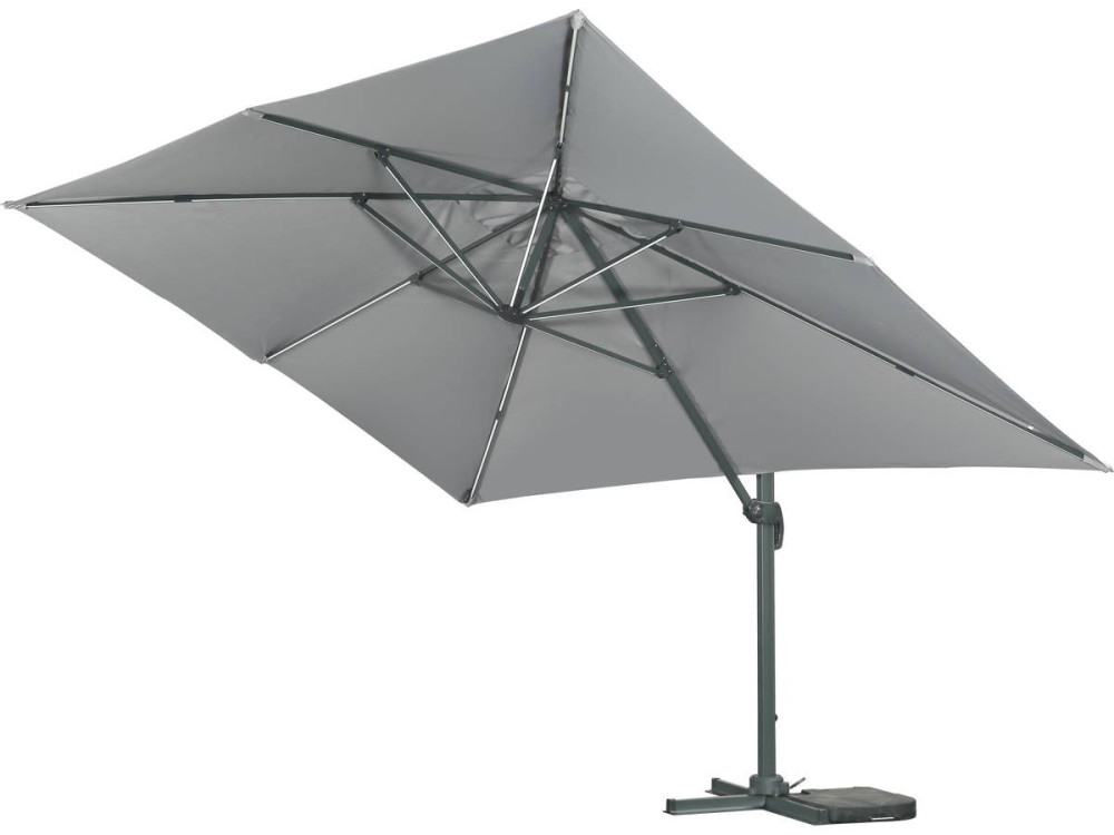 Ampelschirm aus Alu mit LED "Sun 3 Luxe", 3 x 3 m - Grau