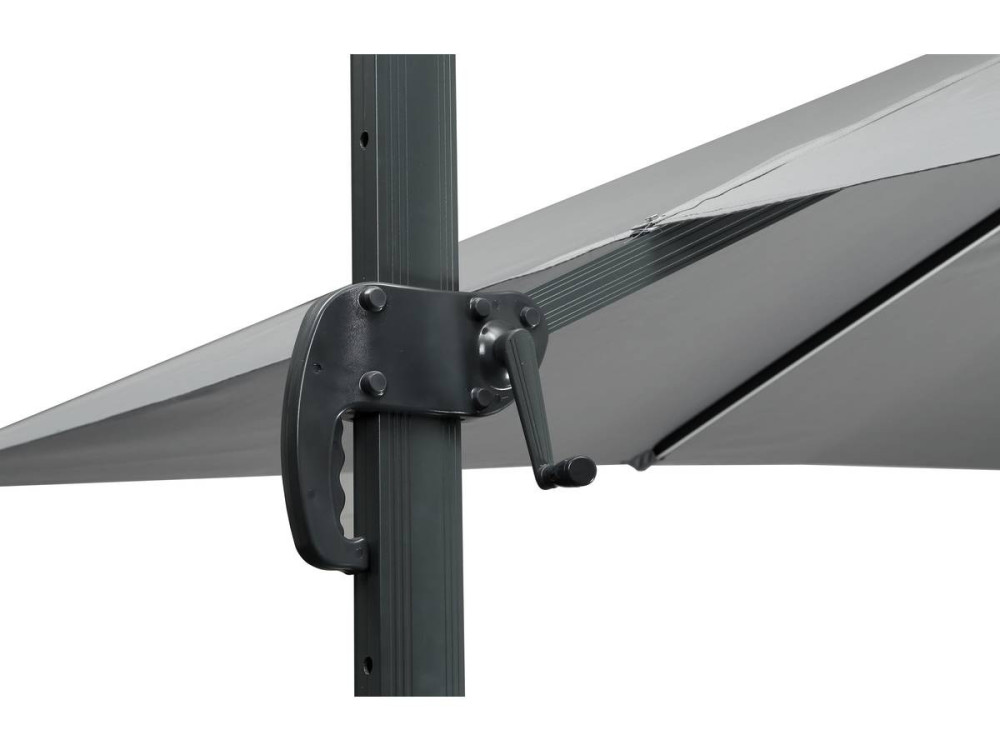 Ampelschirm aus Alu mit LED "Sun 3 Luxe", 3 x 3 m - Grau