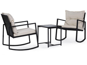 Gartenlounge mit 2 Schaukelstühlen "Sami" - Schwarz/Beige