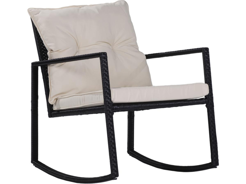 Gartenlounge mit 2 Schaukelstühlen "Sami" - Schwarz/Beige