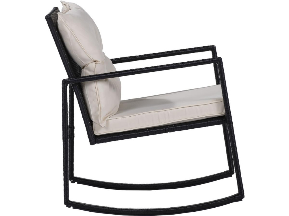 Gartenlounge mit 2 Schaukelstühlen "Sami" - Schwarz/Beige