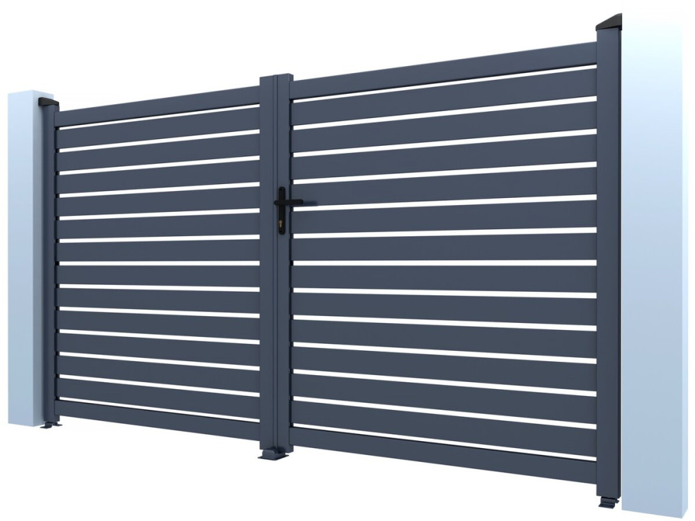 Halbdurchbrochenes Aluminiumtor "Julien" - 300 x 180 cm - Grau