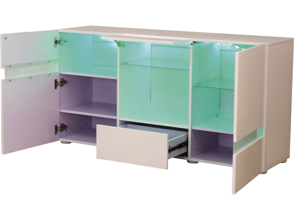 Schrank Led "Volta" - 140 x 40 x 72 cm - Weiß lackiert