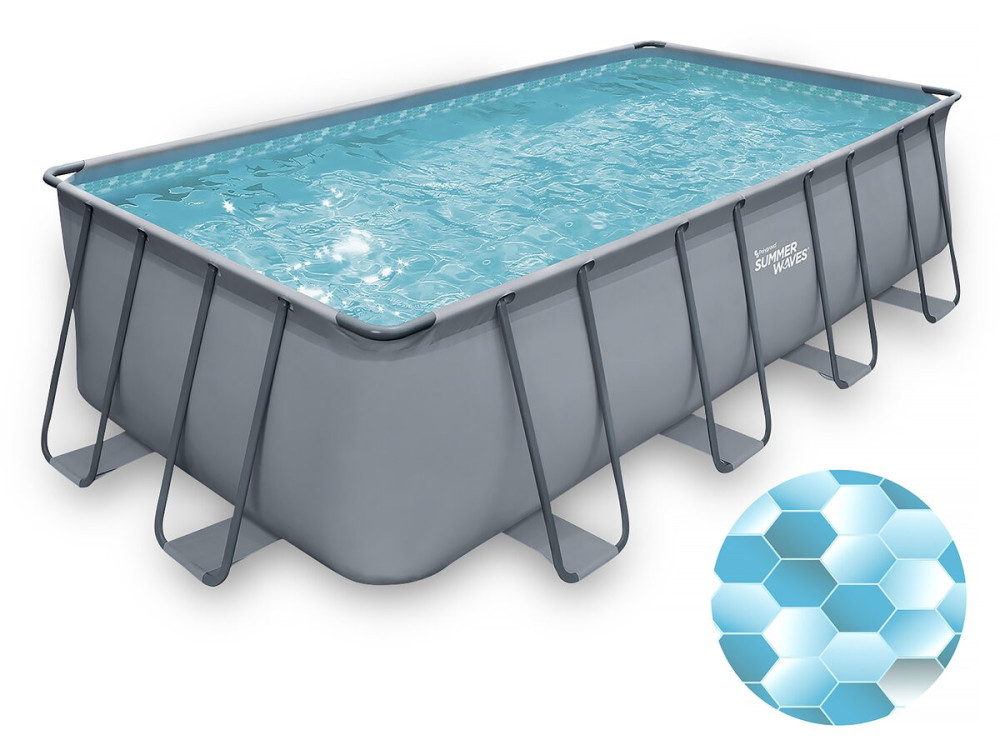 Framepool grau - "LUDO 2" - 4,01 x 2,01 x 1,22 m - Sandfiltergruppe 2,5 m3/h
