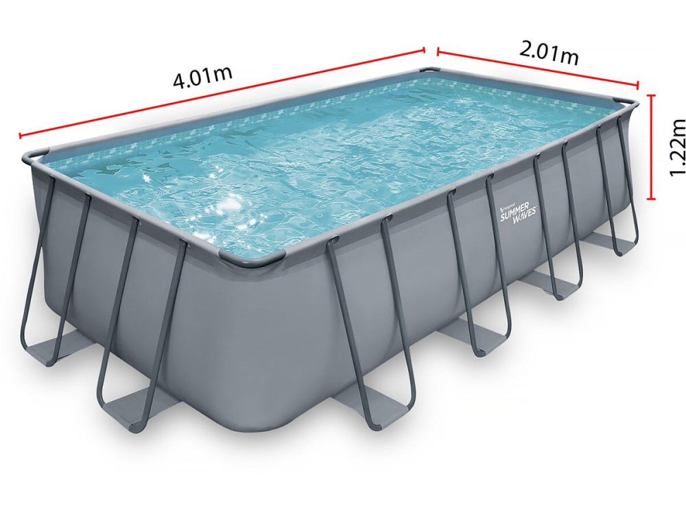 Framepool grau - "LUDO 2" - 4,01 x 2,01 x 1,22 m - Sandfiltergruppe 2,5 m3/h