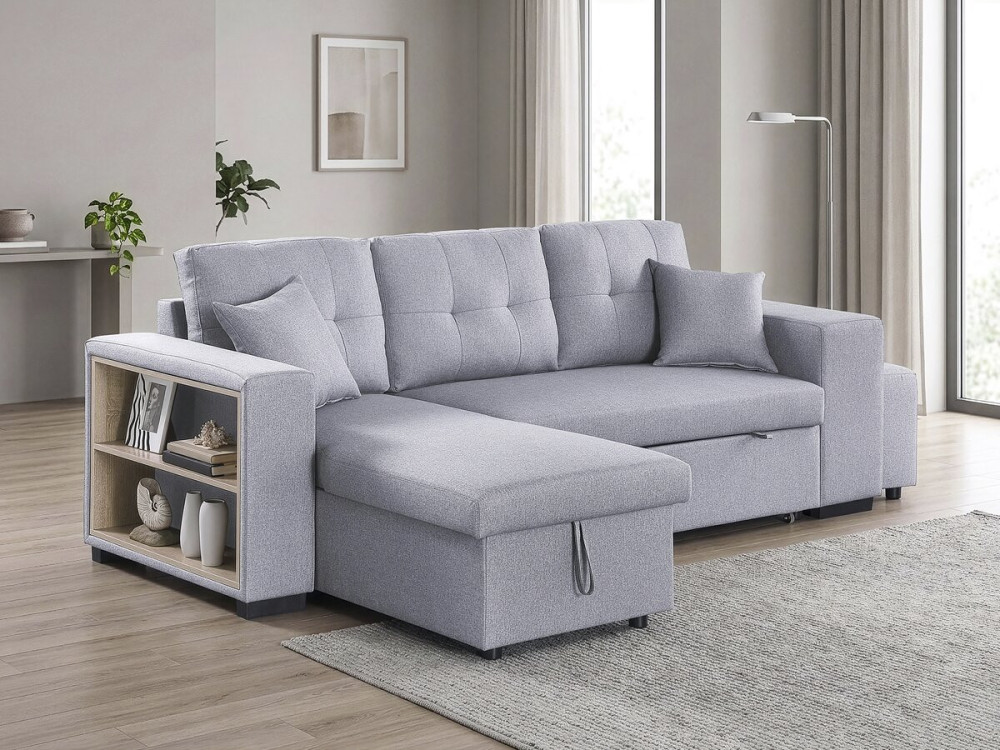 Ecksofa mit Stoffbezug "Noah" - 4-Sitzer - Hellgrau