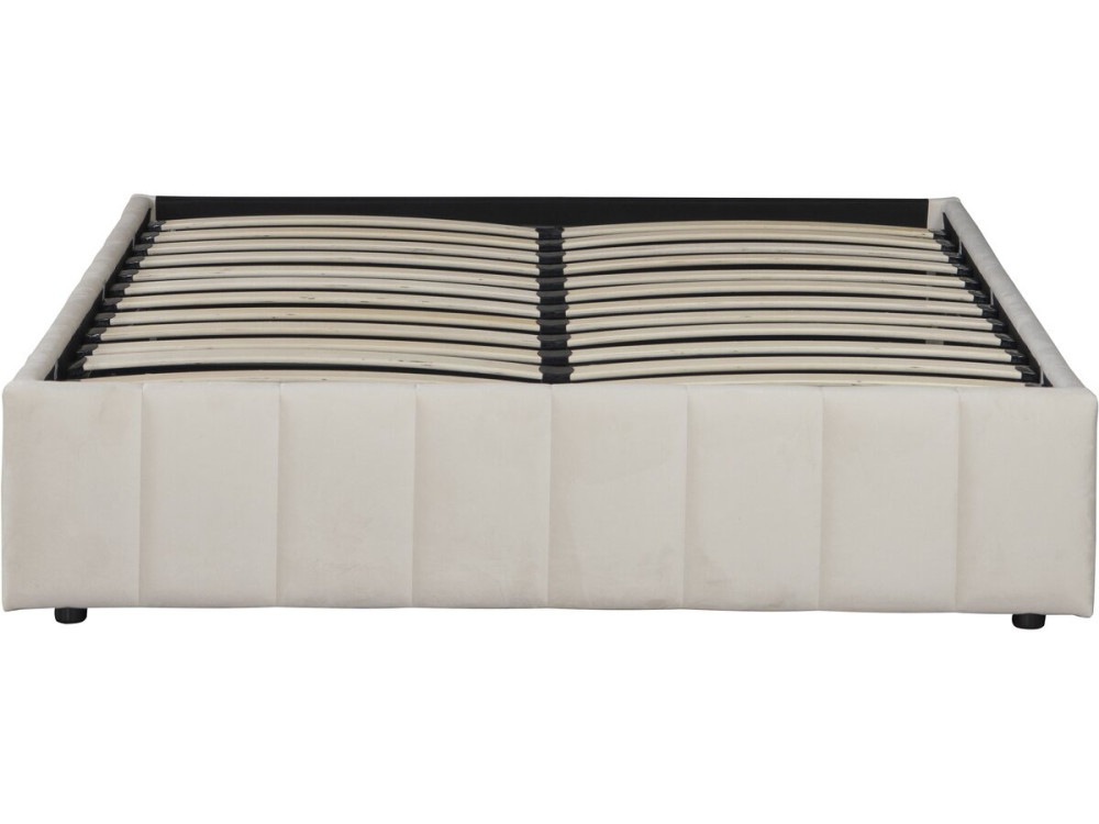 Doppelbett aus Samt mit Bettkasten und Unterbett "Meribel" - Beige - 160 x 200 cm