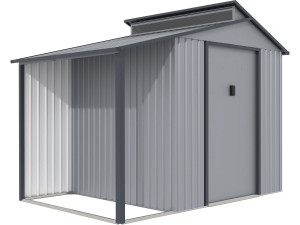 Gerätehaus aus Metall mit Unterstand "Madras" - 5,64 m² - 193 x 292 x 229 cm - Grau