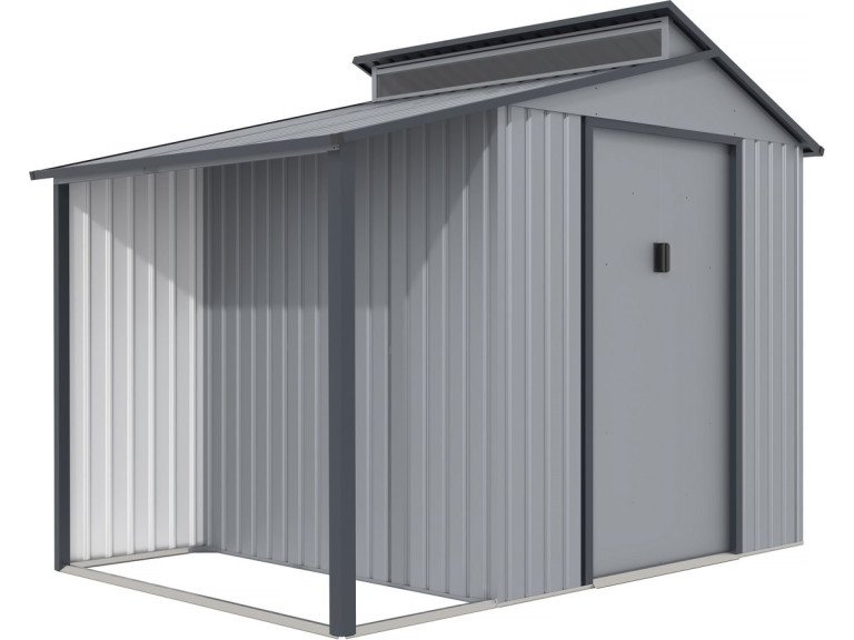 Gerätehaus aus Metall mit Unterstand "Madras" - 5,64 m² - 193 x 292 x 229 cm - Grau