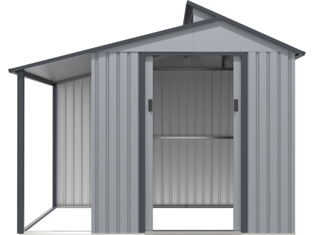Gerätehaus aus Metall mit Unterstand "Madras" - 5,64 m² - 193 x 292 x 229 cm - Grau