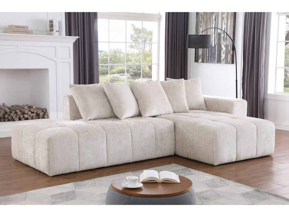 Ecksofa Haussmann“ aus Chenille-Stoff „Haussmann“ 3-Sitzer - Beige