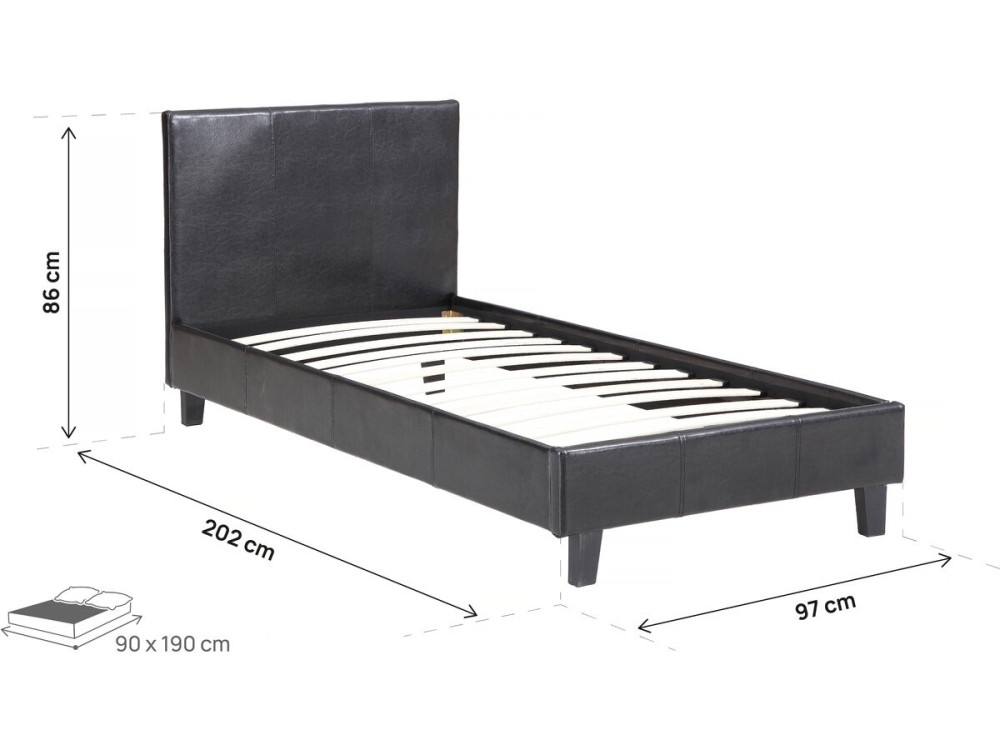 Einzelbett "Lina" - 90 x 190 cm - Schwarz