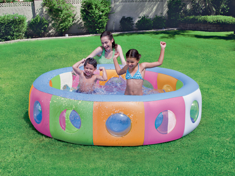 Mehrfarbiger aufblasbarer Pool mit Fenstern - Ø 196 x 53 cm