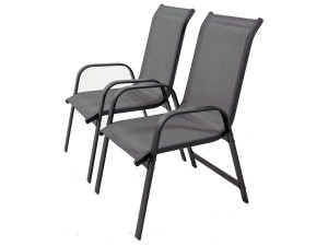 Alu/Textilene-Gartensessel "Porto" - Phoenix - Dunkelgrau - 2er-Set