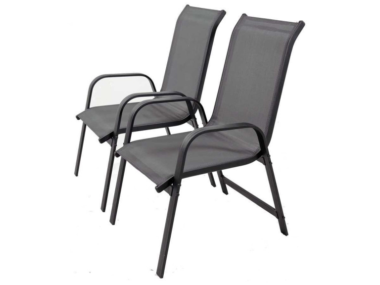 Alu/Textilene-Gartensessel "Porto" - Phoenix - Dunkelgrau - 2er-Set