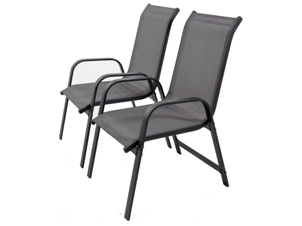 Alu/Textilene-Gartensessel "Porto" - Phoenix - Dunkelgrau - 2er-Set