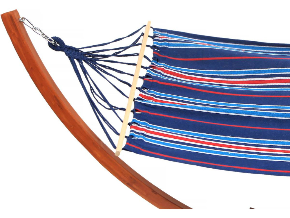 Hängematte Holzgestell mit Baumwolltuch "Dallas" - 3 m - Blau gestreift