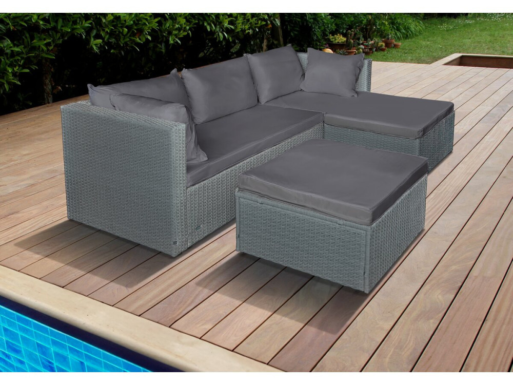 Gartenlounge aus Polyrattan 3-Sitzer "Diya" - Grau