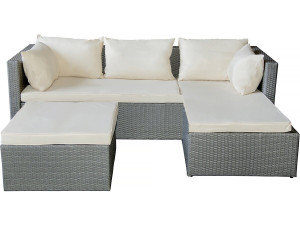 Gartenlounge aus Polyrattan 3-Sitzer "Diya" - Hellgrau