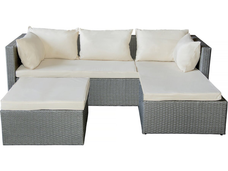 Gartenlounge aus Polyrattan 3-Sitzer "Diya" - Hellgrau