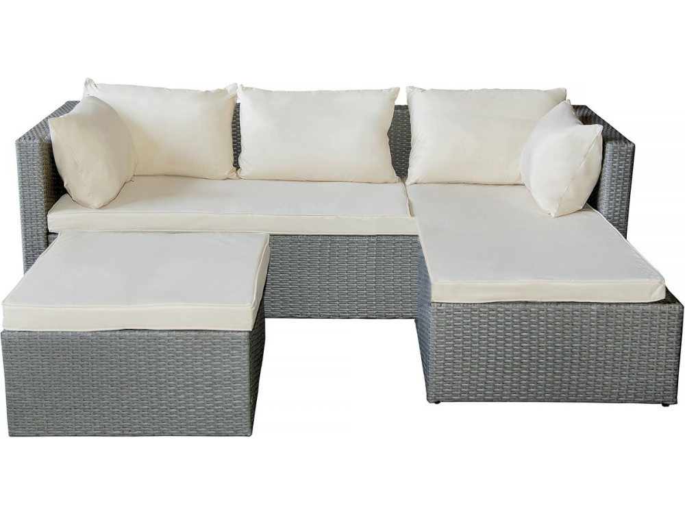 Gartenlounge aus Polyrattan 3-Sitzer "Diya" - Hellgrau