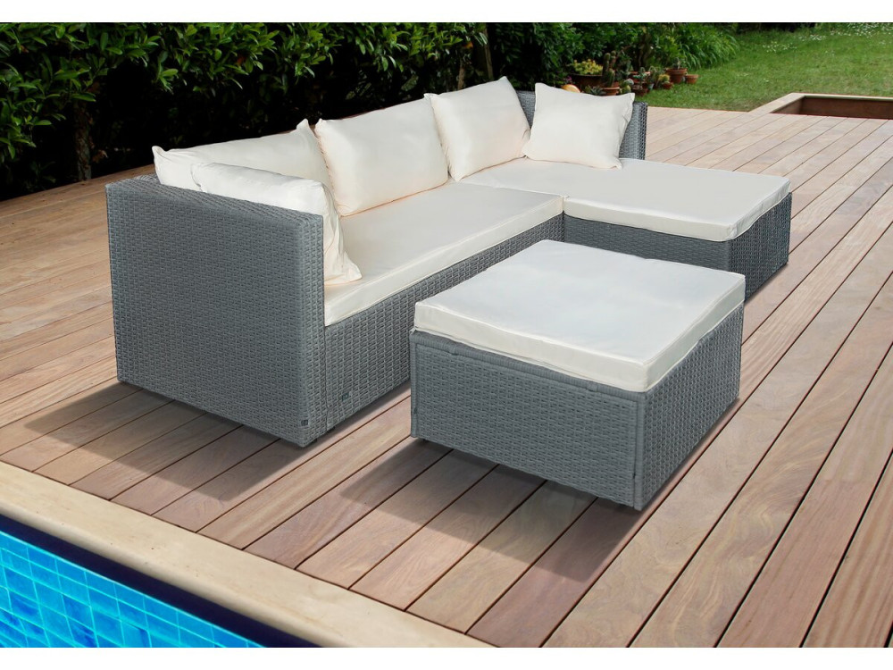 Gartenlounge aus Polyrattan 3-Sitzer "Diya" - Hellgrau