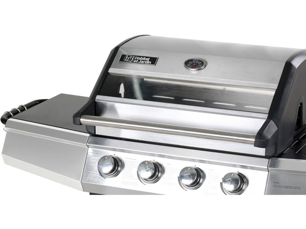 Gasgrill mit Glasdeckel "Bingo 5" + Schutzhülle - Schwarz