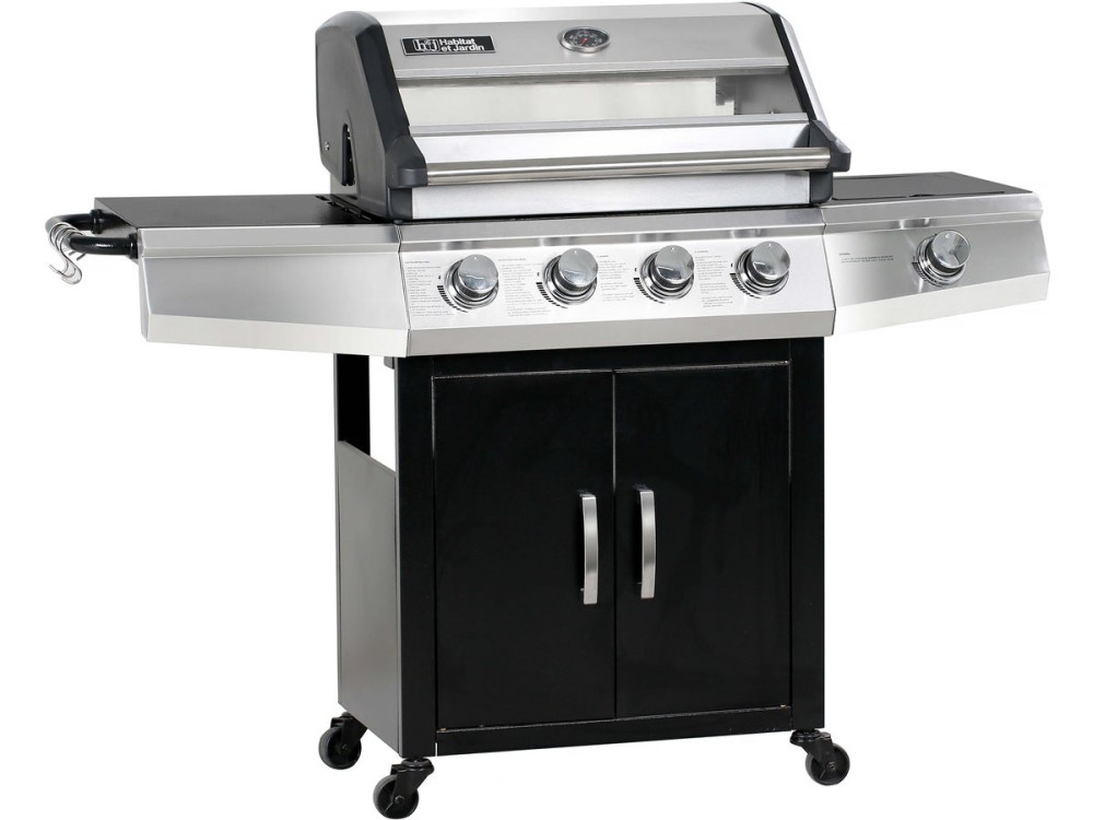 Gasgrill mit Glasdeckel "Bingo 5" + Schutzhülle - Schwarz