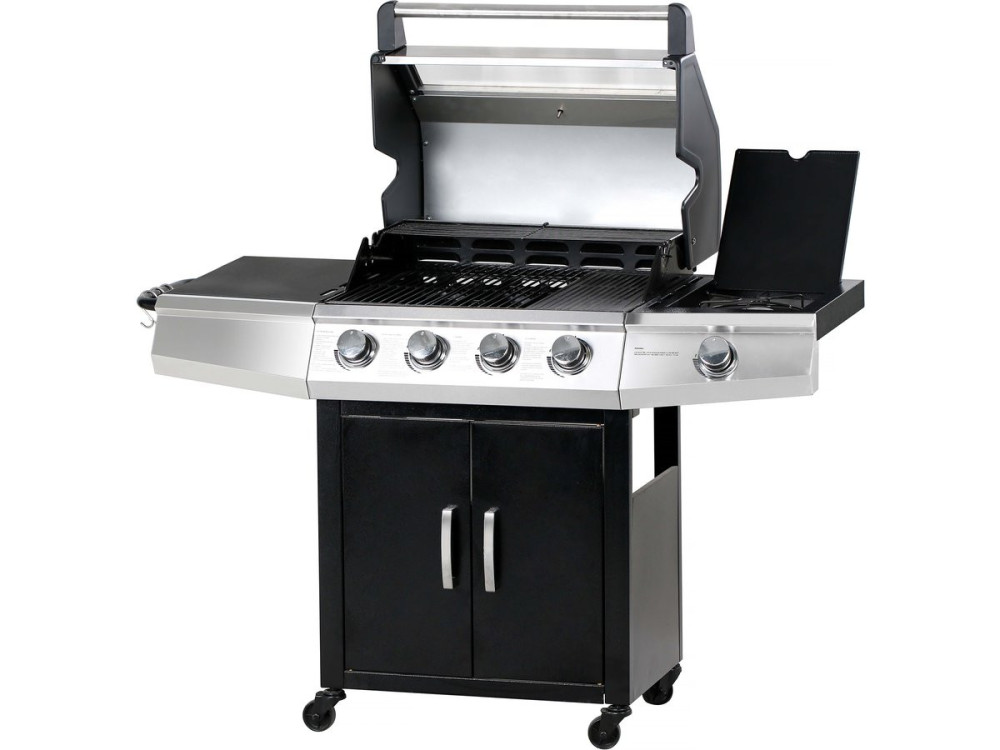 Gasgrill mit Glasdeckel "Bingo 5" + Schutzhülle - Schwarz