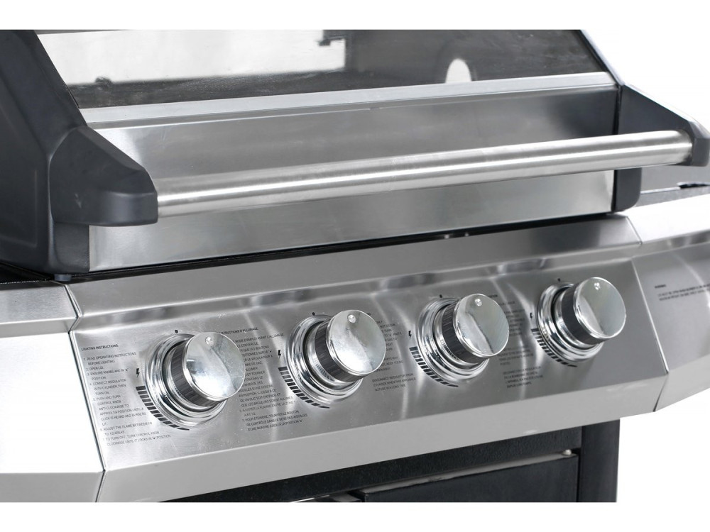Gasgrill mit Glasdeckel "Bingo 5" + Schutzhülle - Schwarz