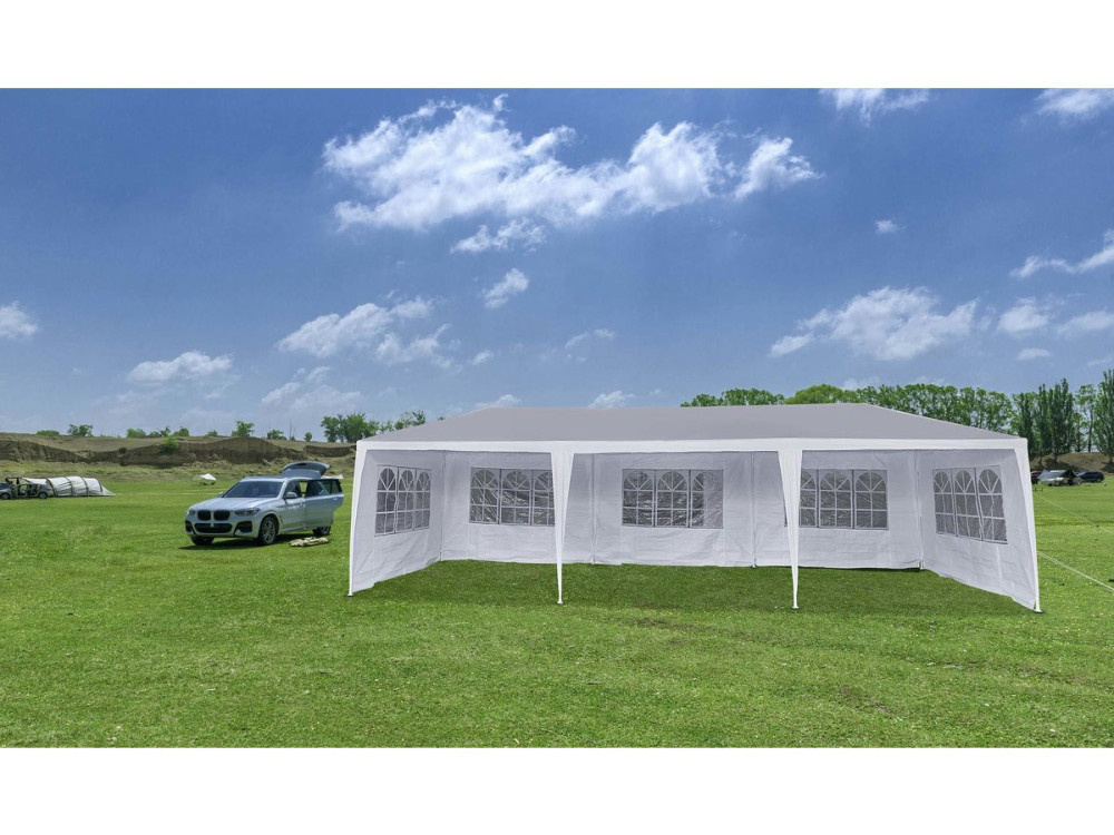 Partyzelt Gartenpavillion "Carolina 9" - 24.39 m² - 3 x 9 m - Weiß