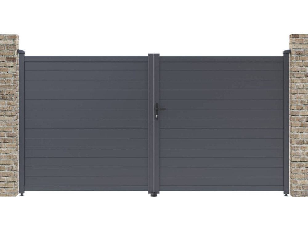 Gartentor aus Aluminium "Marc" - 349,5 x 180,9 cm - Grau
