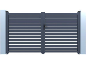 Halbdurchbrochenes Aluminiumtor "Julien" - 340 x 140 cm - Grau