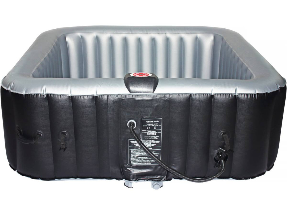 Aufblasbarer Whirlpool mit LED-Schwimmkreis "Nice" - 6 Plätze - Grau/Schwarz
