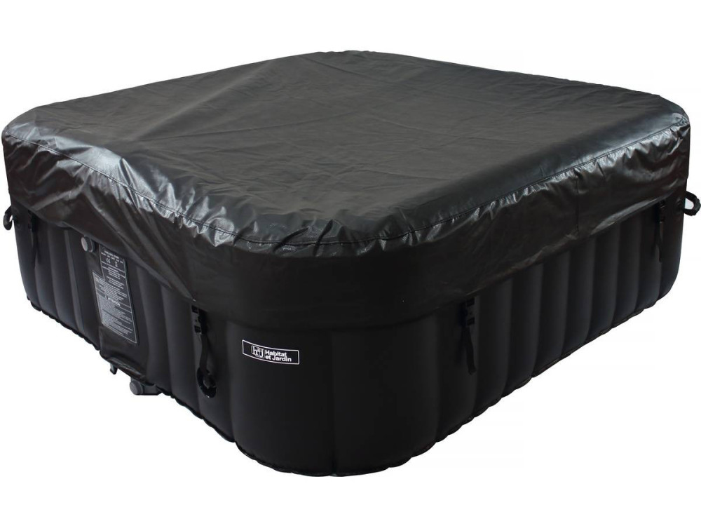 Aufblasbarer Whirlpool mit LED-Schwimmkreis "Nice" - 6 Plätze - Grau/Schwarz