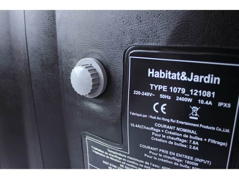 Aufblasbarer Whirlpool mit LED-Schwimmkreis "Nice" - 6 Plätze - Grau/Schwarz